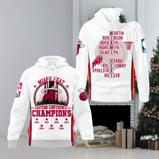 Miami Heat NBA Eastern Conference Champions White Hoodie Sweatshirt 3D