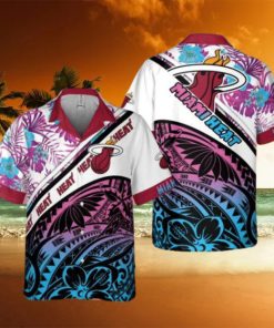 Miami Heat Polynesian Pattern National National Basketball Association 2023 AOP Hawaiian Shirt