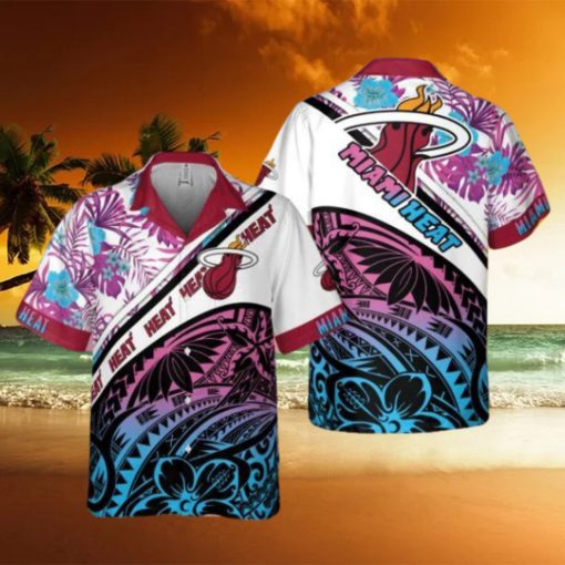 Miami Heat Polynesian Pattern National National Basketball Association 2023 AOP Hawaiian Shirt