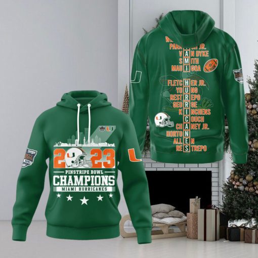 Miami Hurricanes 2023 Pinstripe Bowl Champions Hoodie T Shirt