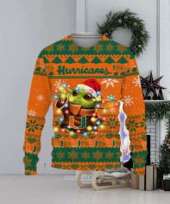 Miami Hurricanes Baby Yoda Star Wars Sports Football American Ugly Christmas Sweater Christmas Holiday Gift