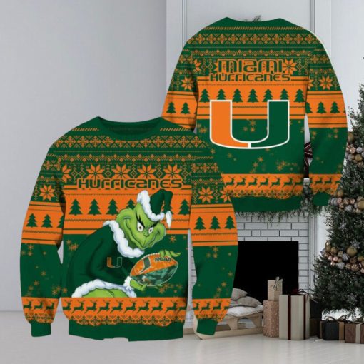 Miami Hurricanes Grinch Christmas Ugly Sweater NCAA Funny Gift For Men And Women