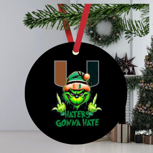 Miami Hurricanes Grinch Santa Middle finger haters gonna hate ornament