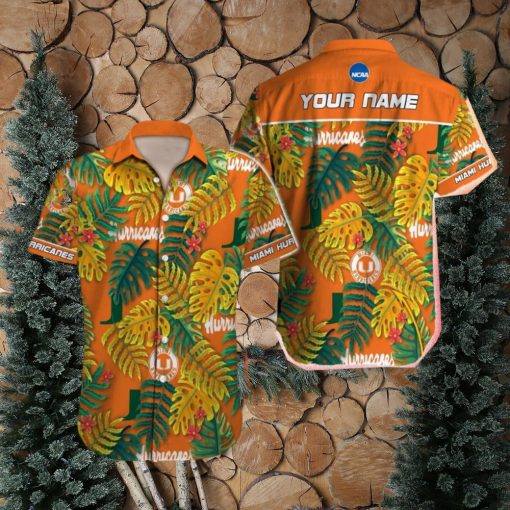 Miami Hurricanes NCAA Palm Custom Name Hawaiian Shirt Beach For Men Women Gift For Fans