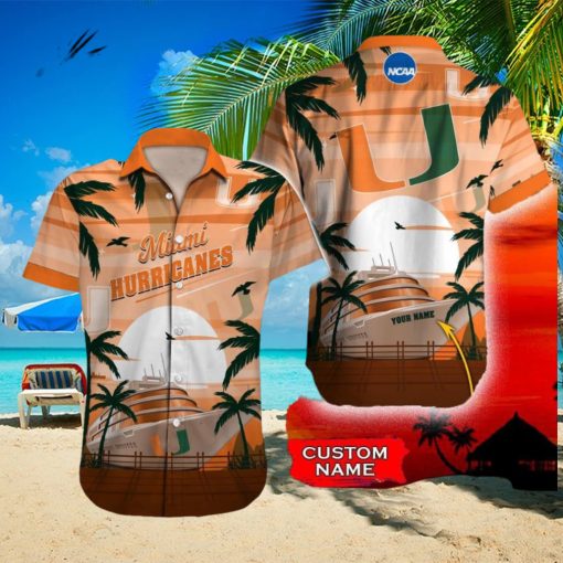 Miami Hurricanes NCAA Print Custom Name Men And Women Sports Teams Hawaiian Shirt Gift