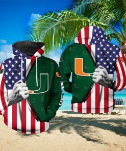 Miami Hurricanes NCAA US Flag 3D Printed Hoodie Ver