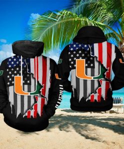 Miami Hurricanes NCAA US Flag 3D Printed Hoodie