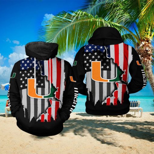 Miami Hurricanes NCAA US Flag 3D Printed Hoodie