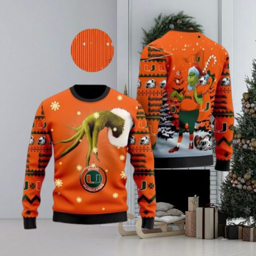 Miami Hurricanes Team Grinch Ugly Christmas Sweater Cute Christmas Gift