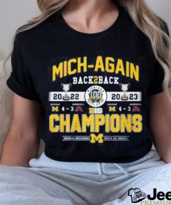 Mich Again Back 2 Back 2022 – 2023 Champions Michigan Wolverines Men’s Ice Hockey T Shirt