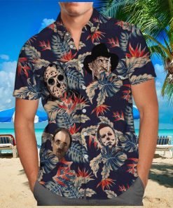 Michael Myers Hawaiian Shirt Palm Leaves Pattern Jason Voorhees Freddy Krueger