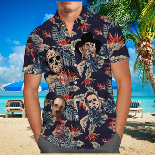 Michael Myers Hawaiian Shirt Palm Leaves Pattern Jason Voorhees Freddy Krueger