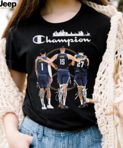 Michael Porter Jr. Nikola Jokić And Jamal Murray Champion Denver Nuggets Skyline Signatures Shirt