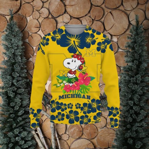 Michigan Football Champions Sports Hibiscus Hawaiian Patterns Shirt Christmas Sweater