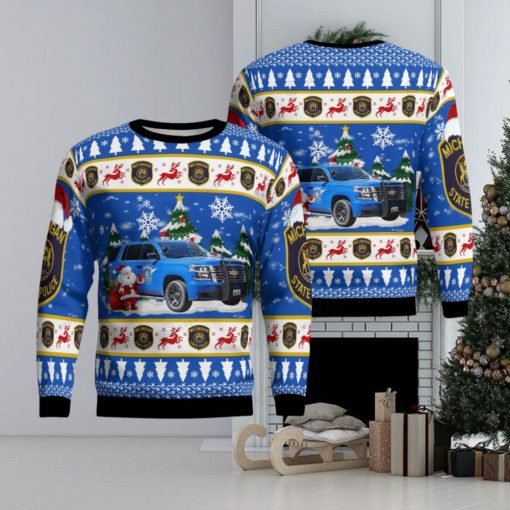 Michigan State Police Chevy Tahoe Christmas Gift For Christmas Christmas Ugly Wool Knitted Sweater