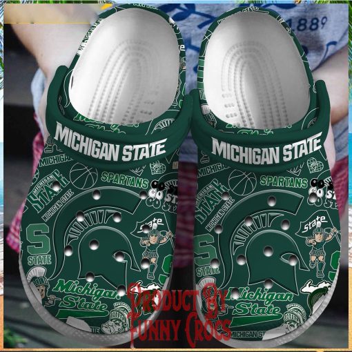 Michigan State Spartans Green Crocs Slippers