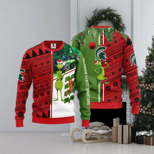 Michigan State Spartans Grinch & Scooby doo Christmas Ugly Sweater 1