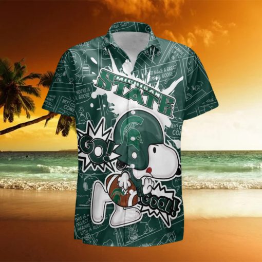 Michigan State Spartans Snoopy Peanut Team Playing Football Hawaiian Shirt For Men And Women