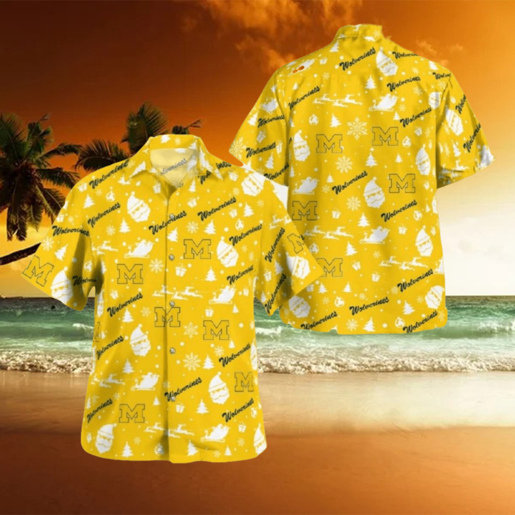 Michigan Wolverines Christmas – Gold Hawaiian Shirt Beach Gift Fans For Men  And Women - teejeep