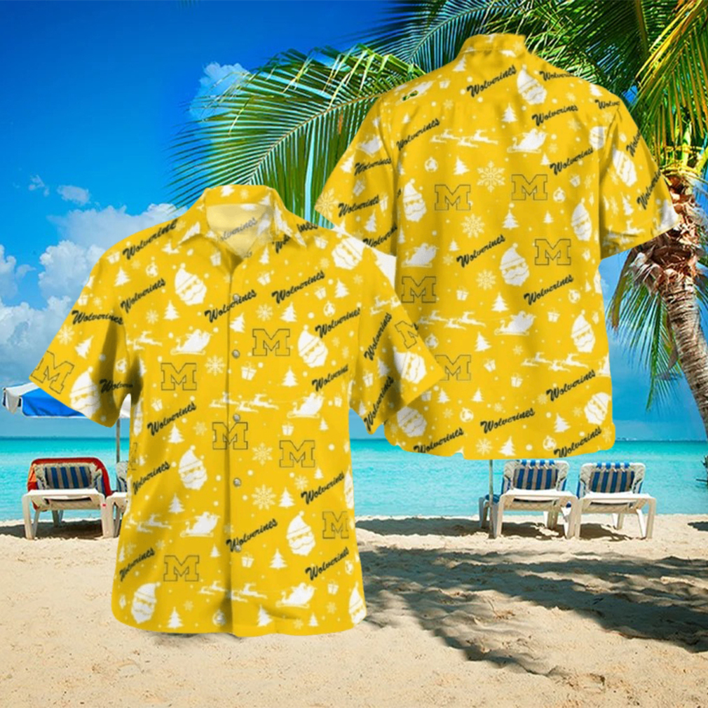 Michigan Wolverines Christmas – Gold Hawaiian Shirt Beach Gift Fans For Men  And Women - teejeep