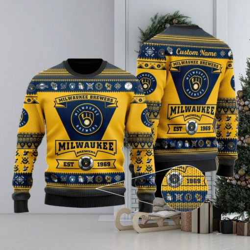 Michigan Wolverines Football Team Logo Custom Name Christmas Gift All Over Print Ugly Christmas Sweater