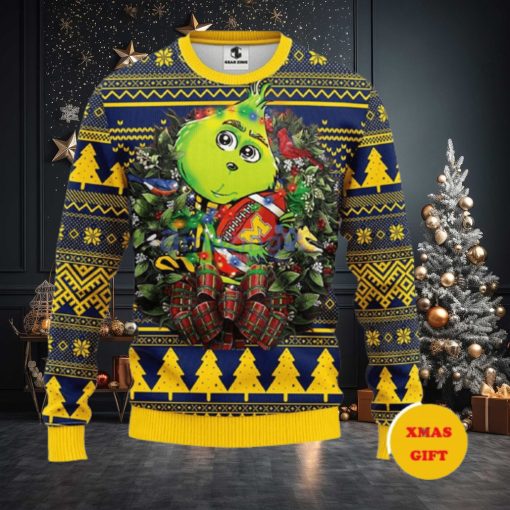 Michigan Wolverines Grinch Hug Christmas AOP Sweater