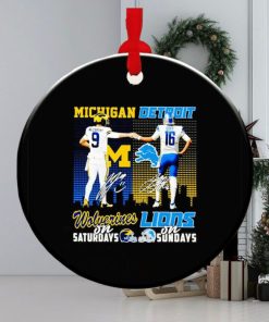 Michigan Wolverines McCarthy on Saturdays Detroit Lions Goff on Sundays signature ornament