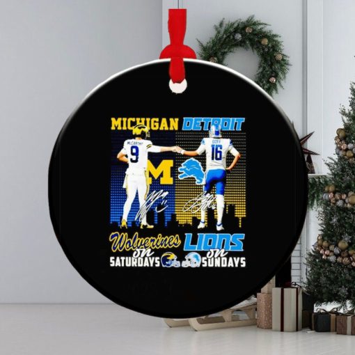 Michigan Wolverines McCarthy on Saturdays Detroit Lions Goff on Sundays signature ornament