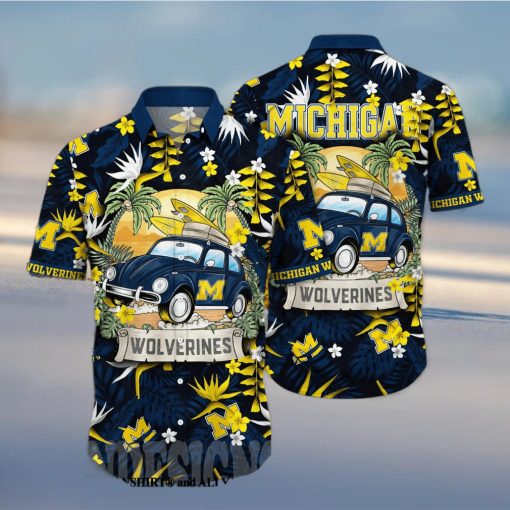 Michigan Wolverines NCAA Floral 3D Full Print Hawaiian Shirt