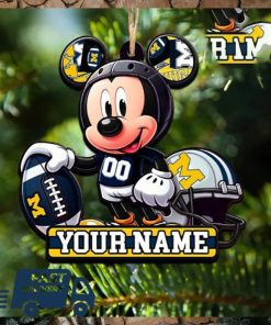 Michigan Wolverines NCAA Mickey Mouse Christmas Tree Decorations Custom Name Xmas Ornament