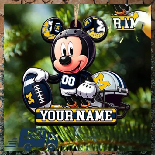 Michigan Wolverines NCAA Mickey Mouse Christmas Tree Decorations Custom Name Xmas Ornament