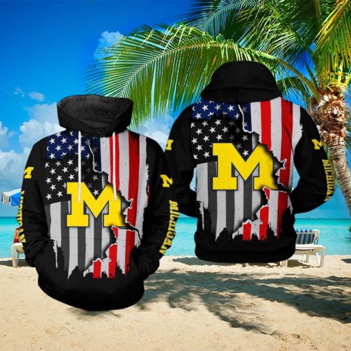 Michigan Wolverines NCAA US Flag 3D Printed Hoodie Ver 1