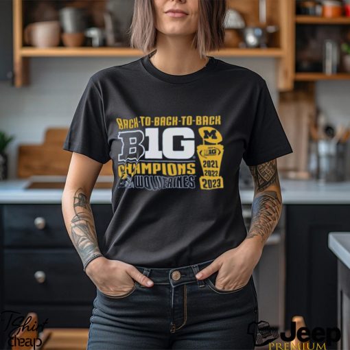 Michigan Wolverines Original Retro Brand Back to Back to Back Big Ten Conference Champions T Shirt