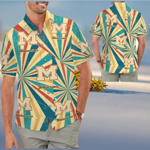 Michigan Wolverines Retro Vintage Style Hawaiian Shirt BeacSummer