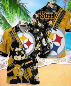 Mickey And Floral Pittsburgh Steelers NFL Summer Hawaiian Shirt