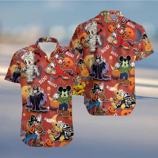 Mickey And Friends Halloween Villain Costume Disney Full Printing Hawaiian Shirt