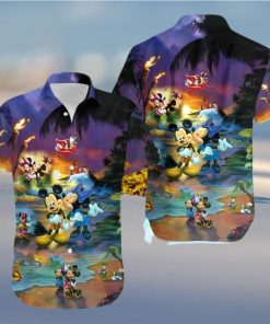 Mickey And Minnie Mouse Sunset Beach Disney Full Printing Hawaiian Shirt