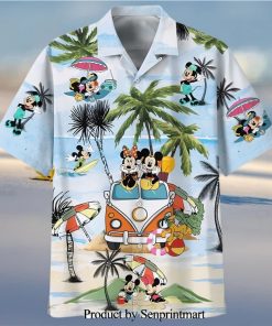 Mickey And Minnie Summer Car Trip Full Printing Hawaiian Shirt