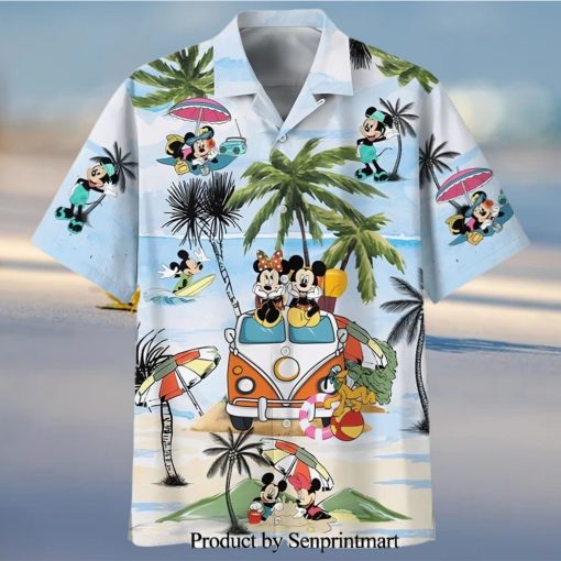 Mickey And Minnie Summer Car Trip Full Printing Hawaiian Shirt