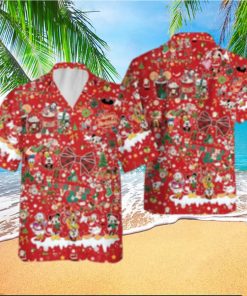 Mickey Friends Coffee Christmas Disneyland Hawaiian Shirts Button Up Merry Aloha
