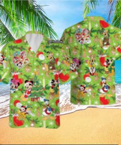 Mickey Friends Hawaiian Christmas Santa Claus Green Disney Hawaii Shirt
