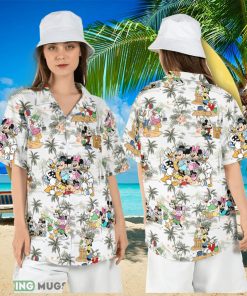 Mickey Friends Summer Hawaiian Shirt Disneyland Vacation Button Shirt Duck Tales Beach Aloha Shirt