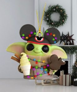 Mickey Hat Baby Yoda Ice Cream Christmas 2023 Star Wars Ornament