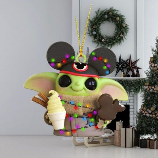 Mickey Hat Baby Yoda Ice Cream Christmas 2023 Star Wars Ornament