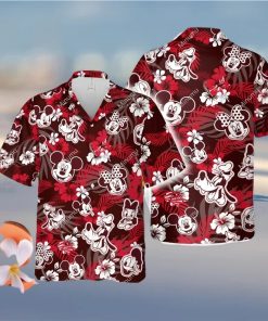 Mickey Minnie Mouse Donald Daisy Duck Goofy Dog Disney White Hibiscus Aloha Full Printing Hawaiian Shirt