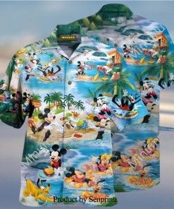 Mickey Minnie Mouse Donald Daisy Duck Pluto Dog Disney Chill At The Beach Full Printing Hawaiian Shirt