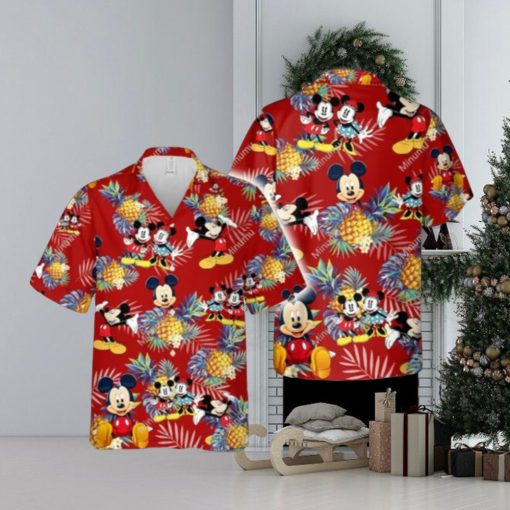 Mickey Minnie Mouse Pineapple Red Hawaiian T Shirt