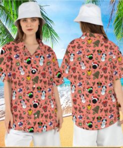 Mickey Minnie Snowman Ears Christmas Disneyland Hawaiian Shirts Holiday Tree Aloha