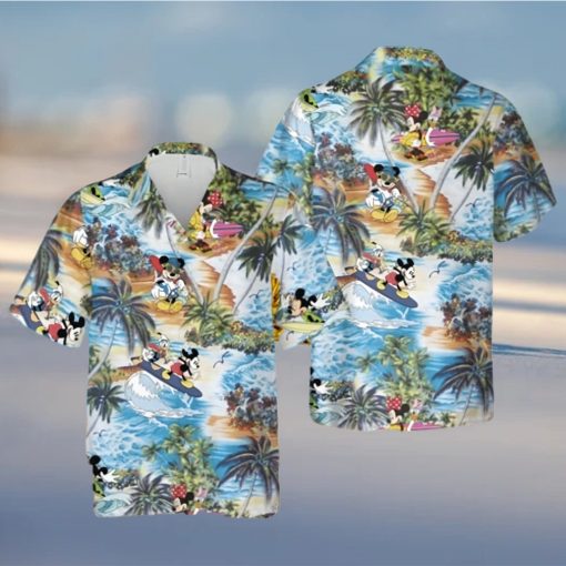 Mickey Mouse And Friends On Summer Beach Trip Full Printing Hawaiian Shirt