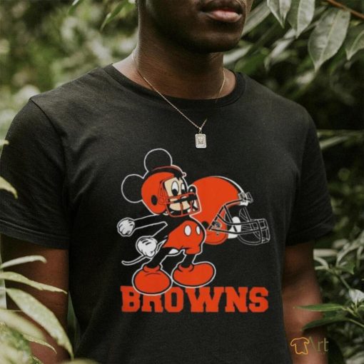 Mickey Mouse Cartoon Nfl Cleveland Browns Football Player Helmet Logo Shirts